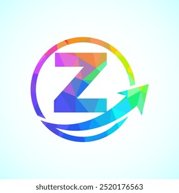 Initial alphabet Z logo design incorporated with the arrow. Financial or success logo concept