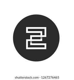 Initial Alphabet Z, Minimalist Monogram Art Logo, White Color on Black Circle Background - Vector