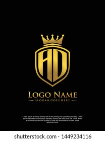 initial AO, AD letter with shield style logo template vector