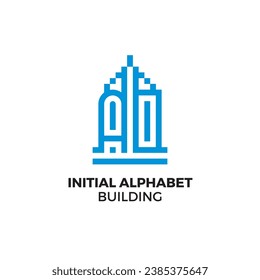 Initial AO alphabet logo building