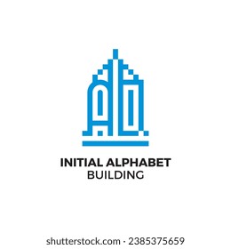 Initial AO alphabet logo building