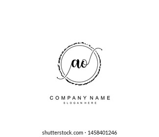 Initial AO beauty monogram and elegant logo design, handwriting logo of initial signature, wedding, fashion, floral and botanical with creative template.