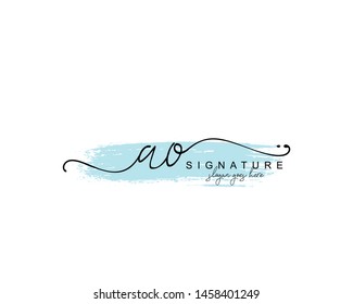 Initial AO beauty monogram and elegant logo design, handwriting logo of initial signature, wedding, fashion, floral and botanical with creative template.