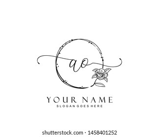 Initial AO beauty monogram and elegant logo design, handwriting logo of initial signature, wedding, fashion, floral and botanical with creative template.