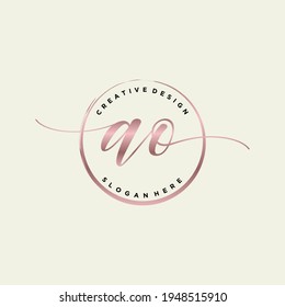 Initial AO beauty monogram and elegant logo design, handwriting logo of initial signature, wedding, fashion, floral and botanical with creative template.