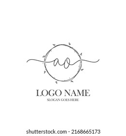 Initial AO beauty monogram and elegant logo design, handwriting logo of initial signature, wedding, fashion, floral and botanical with creative template.