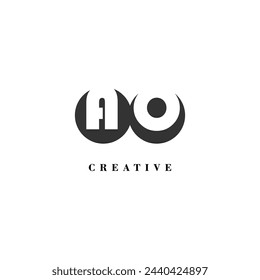 Initial AO company creative label trendy idea brand