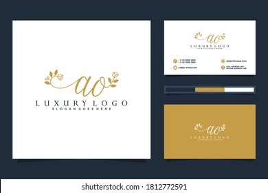 Initial AO Feminine logo collections and business card template. Premium Vector