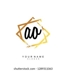 Initial AO handwriting logo vector