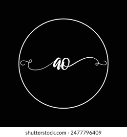 Initial AO letter handwriting monogram simple luxury