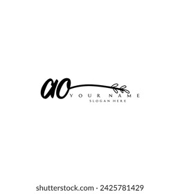 Initial AO logo handwriting floral typography ornament