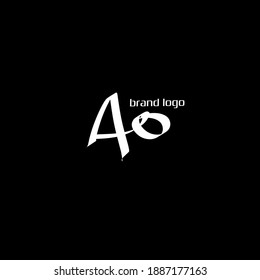 Initial AO logo handwriting vector