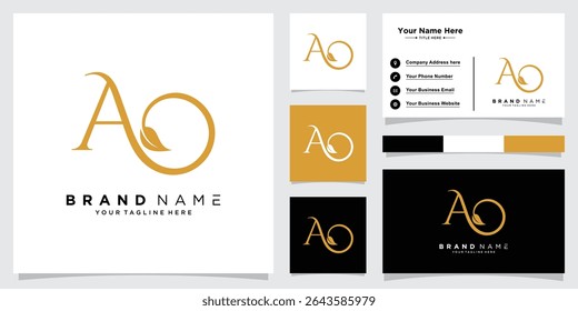 Vetor de design inicial do logotipo da letra do AO ou OA com design de cartão de visita