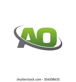 initial AO swoosh ring company logo green gray