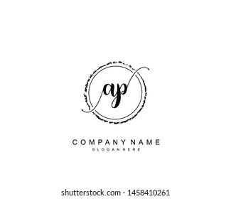 Initial AP beauty monogram and elegant logo design, handwriting logo of initial signature, wedding, fashion, floral and botanical with creative template.