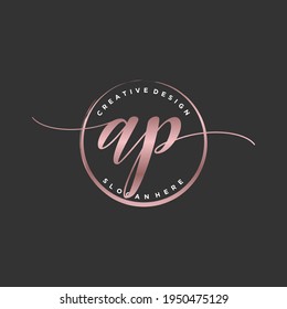 Initial AP beauty monogram and elegant logo design, handwriting logo of initial signature, wedding, fashion, floral and botanical with creative template.
