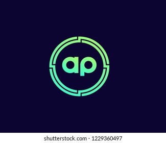 Initial AP circle techno logo vector