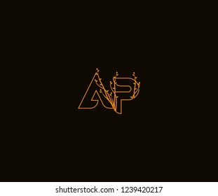 Initial AP Letter Outline Linked Luxury Ornate Leaf Monogram Logotype