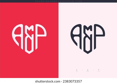 Anfangsbuchstaben von AP mit rotem Herzen und Logo-Symbol-Monogramm-Konzept
