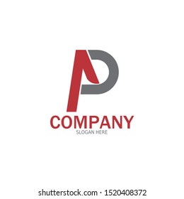 Initial AP Logo monogram design template. Simple flate elegant style modern logo.