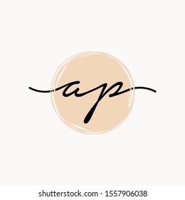Initial AP or A P beauty monogram and elegant logo design, handwriting logo of initial signature, wedding, fashion and botanical with creative template. brush concept - vector