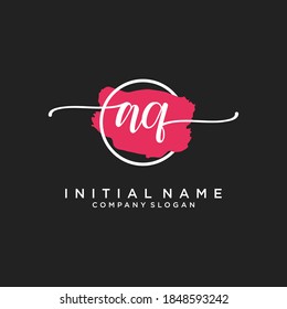 Initial AQ beauty monogram and elegant logo design, handwriting logo of initial signature, wedding, fashion, floral and botanical with creative template.