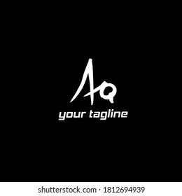 Initial AQ handwriting logo template vector