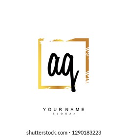 Initial AQ handwriting logo vector