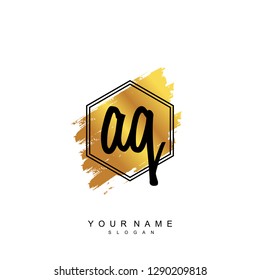 Initial AQ handwriting logo vector