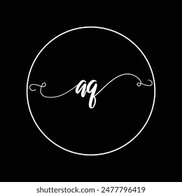 Initial AQ letter handwriting monogram simple luxury