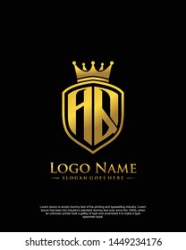 initial AQ letter with shield style logo template vector