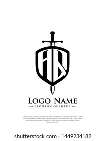 initial AQ letter with shield style logo template vector