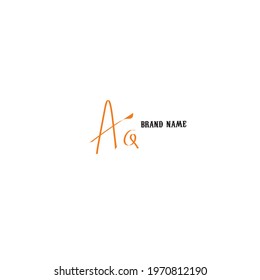Initial AQ logo handwriting vector