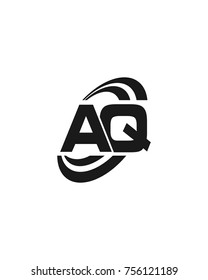 initial AQ swoosh ring company logo black