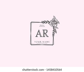Initial AR beauty monogram and elegant logo design, handwriting logo of initial signature, wedding, fashion, floral and botanical with creative template.
