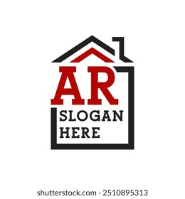 Initial AR house logo for Roofing. Letter AR Real Estate Logo
