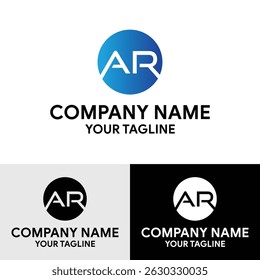 Initial AR letter geometric shaped rounded vector trendy modern logo design template.