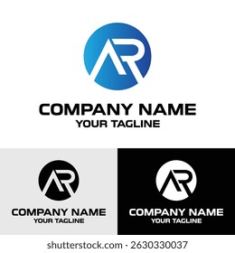 Initial AR letter geometric shaped rounded vector trendy modern logo design template.