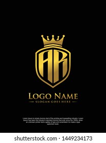 initial AR letter with shield style logo template vector