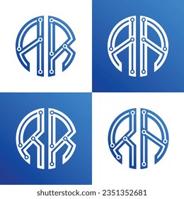 Plantilla de vectores de tipografía creativa con el logotipo de la carta AR AR inicial. Diseño de logotipo de carta resumen digital

