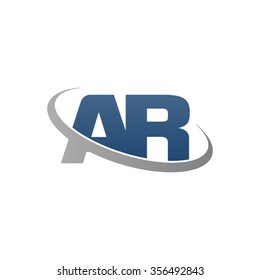 initial AR swoosh ring company logo blue