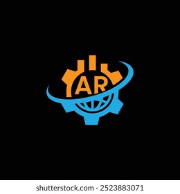 Initial AR tech logo, AR in Gear logo template