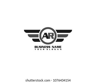 Initial AR wing logo template vector