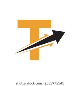 Initial Arrow Logo combine with letter T vector template