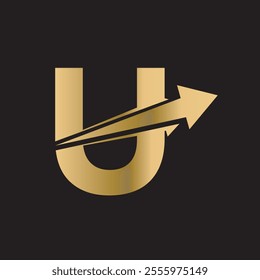 Initial Arrow Logo combine with letter U vector template