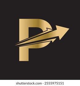 Initial Arrow Logo combine with letter P vector template