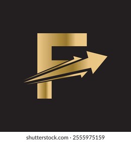 Initial Arrow Logo combine with letter F vector template