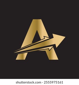 Initial Arrow Logo combine with letter A vector template