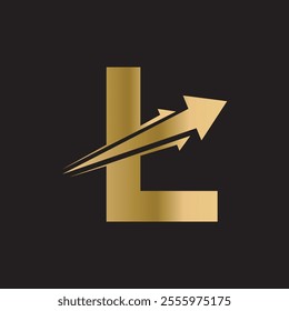 Initial Arrow Logo combine with letter L vector template