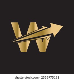 Initial Arrow Logo combine with letter W vector template